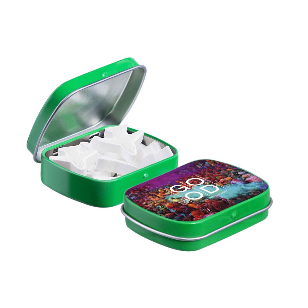 Mini scharnierblikje met vorm pepermunt - Groen